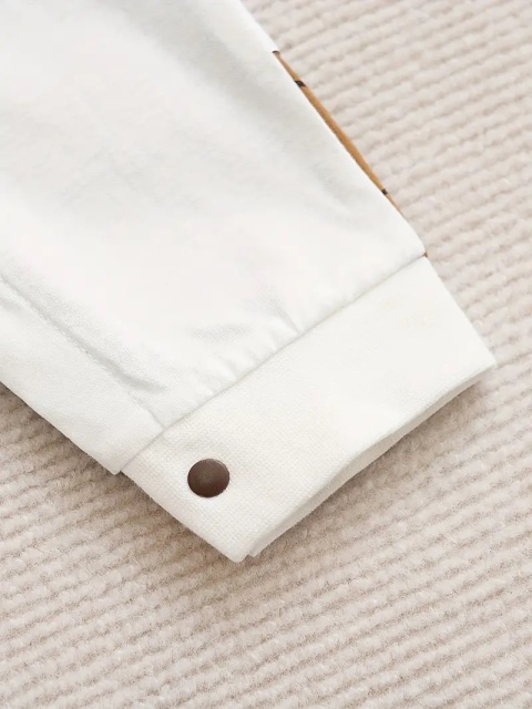 Salopeta maro cu alb pentru bebelusi - Ursuleti - 2 | YEO