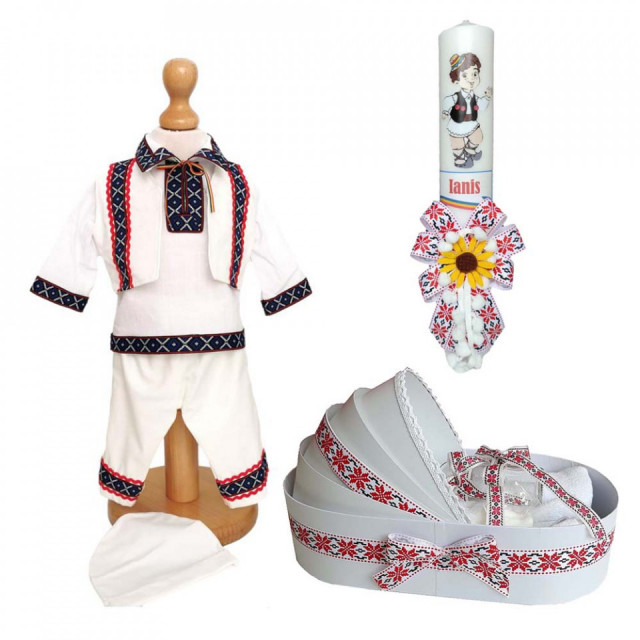 Set hainute, trusou si lumanare personalizata, decor traditional, Denikos® C9006