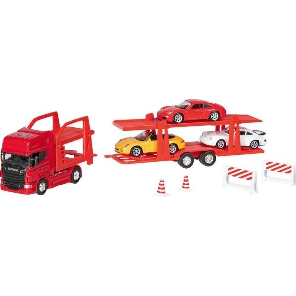 Camion die-cast transportor de masini Scania V8, scara 1 la 60-64, lungime 29 cm - 2 | YEO