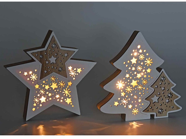 Decoratie Craciun Stea luminoasa din lemn - 2 | YEO