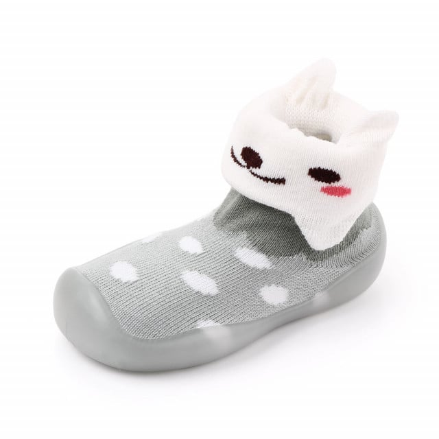 Mocasini gri cu talpa de silicon antiderapanta - Kitty - 3 | YEO