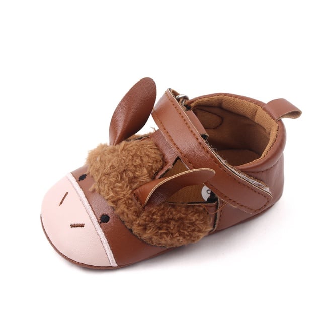 Pantofi maro cu design de animalut pentru fetite - 2 | YEO