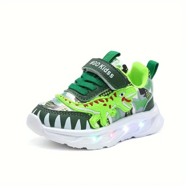 Pantofi Sport Copii cu Luminițe LED și Design Dinozaur Verde - 2 | YEO