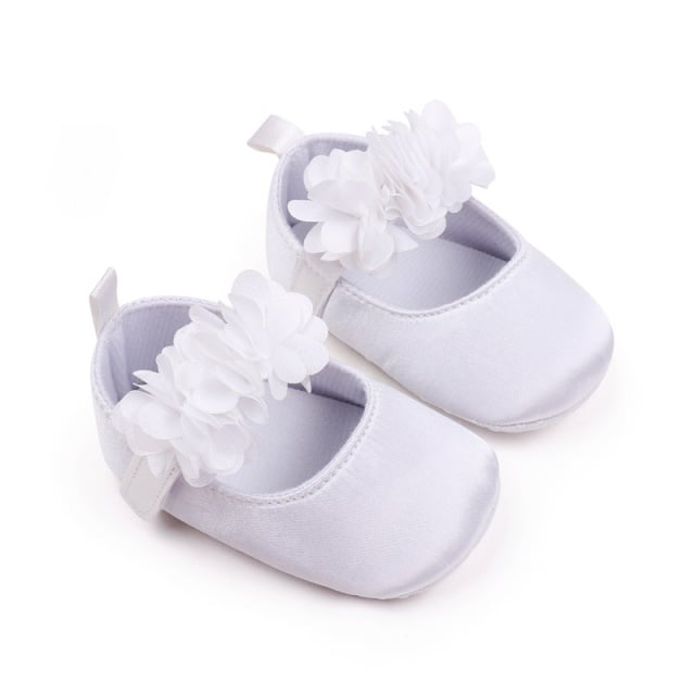 Pantofiori albi satinati cu floricele inserate - 2 | YEO