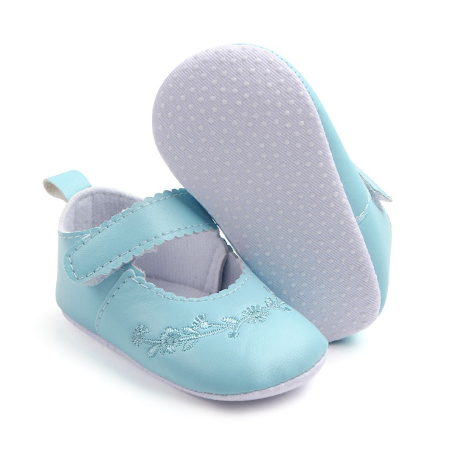 Pantofiori bleu cu broderii florale - 4 | YEO