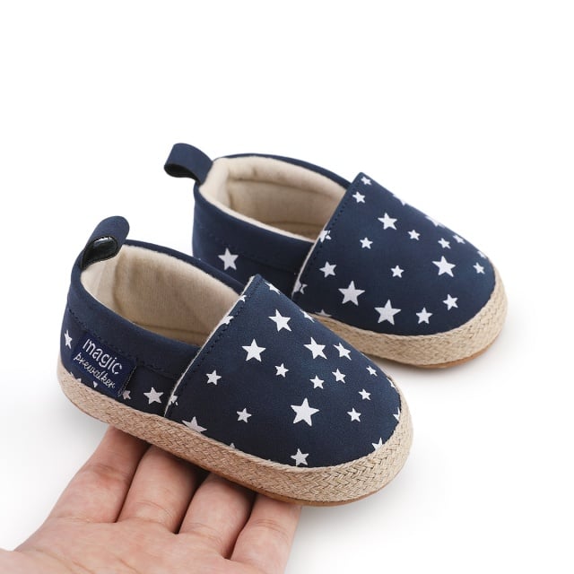 Pantofiori bleumarin tip mocasini cu stelute - 4 | YEO