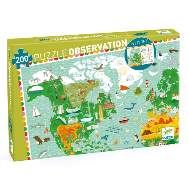 Puzzle observatie In jurul lumii, Djeco