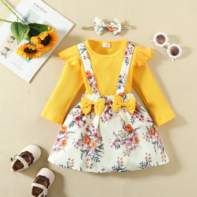 Sarafan cu body galben - Little flowers - 4 | YEO