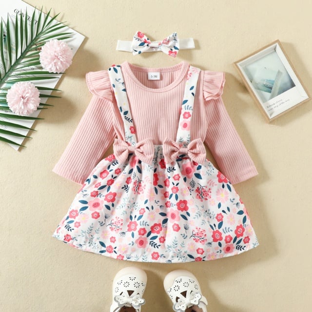 Sarafan cu body roz pudra - Little flowers - 1 | YEO