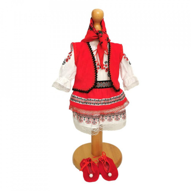 Set costum rochita nationala, trusou botez, cutie trusou si lumanare, decor traditional, Denikos® C9104 - 3 | YEO