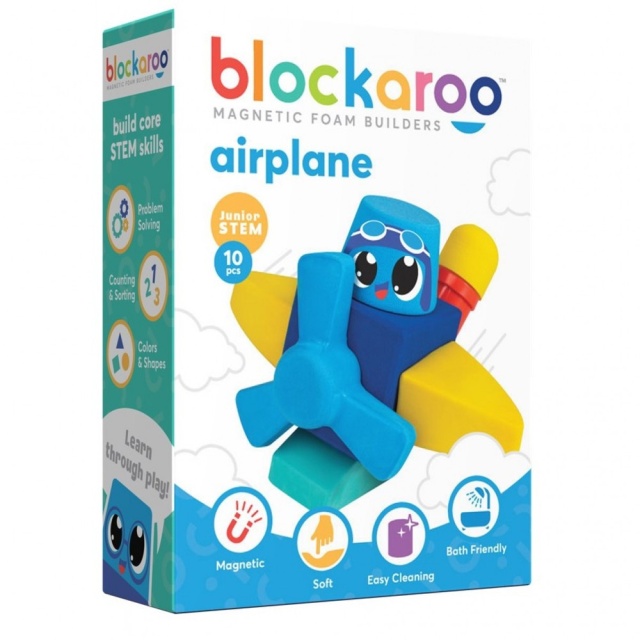 Set cuburi din spuma cu magnet Blockaroo, Avion 10 piese