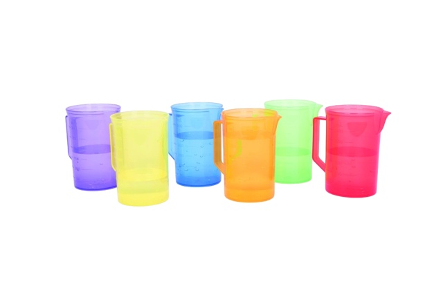 Set de 6 carafe translucide colorate pentru activitati senzoriale