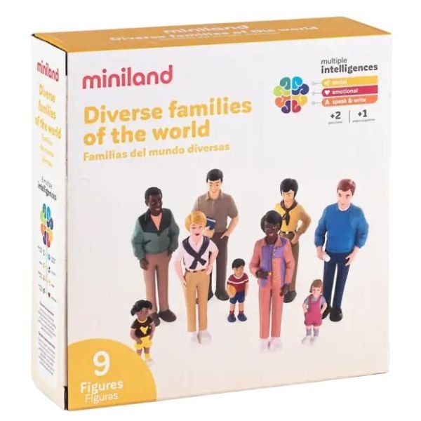 Set de 9 figurine Familia - diversitate si integrare etnica, cu rol didactic