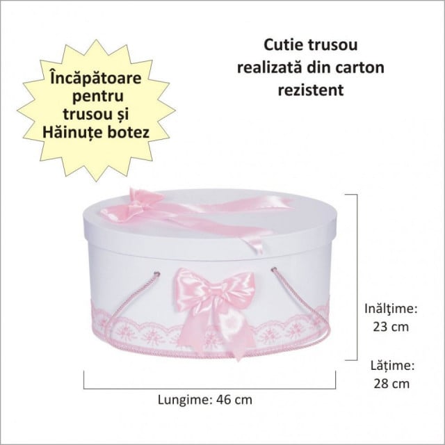 Cutie trusou botez dantela roz si fundite asortate, Denikos® 811 - 1 | YEO