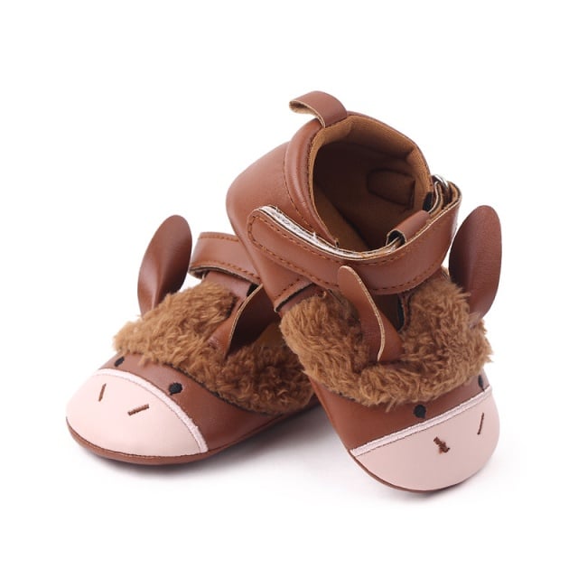 Pantofi maro cu design de animalut pentru fetite - 3 | YEO