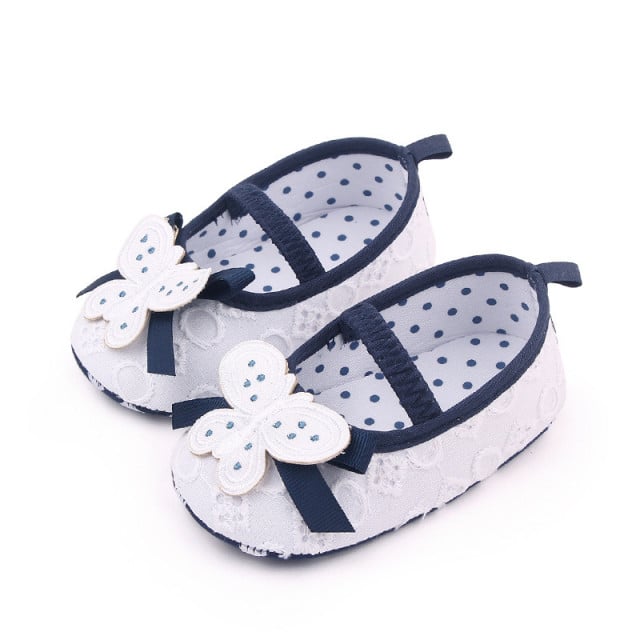 Pantofiori albi cu bleumarine - Butterfly - 2 | YEO