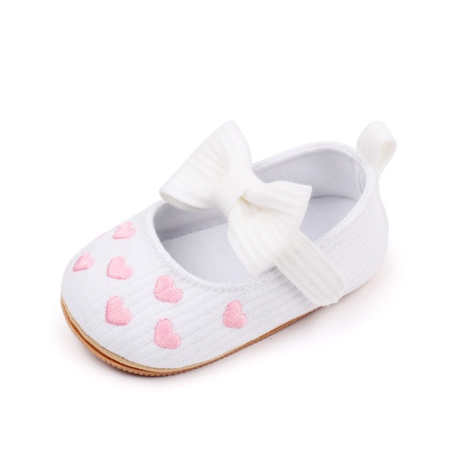 SuperBebeShop Pantofiori albi cu inimioare roz