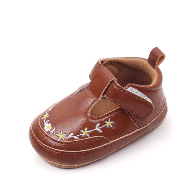 Pantofiori maro cu broderie florala - 4 | YEO