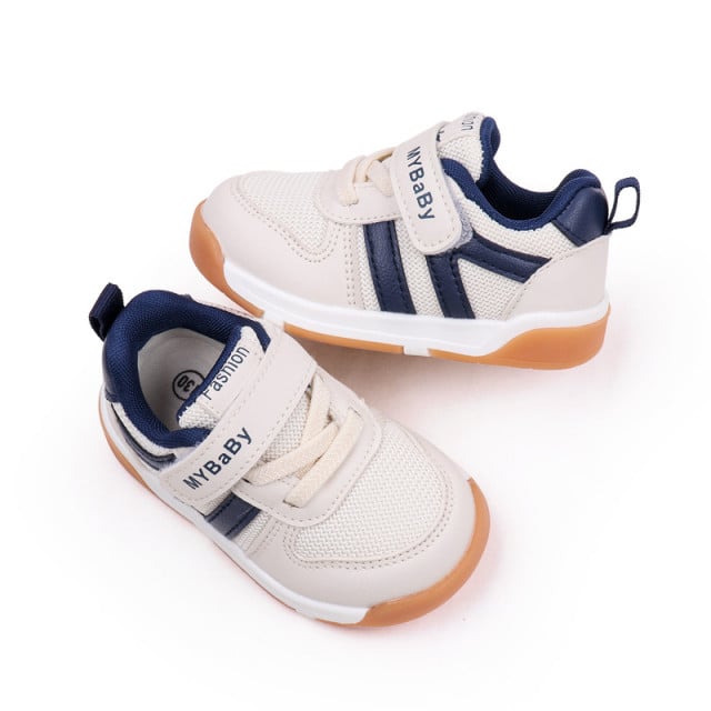 Adidasi ivoire cu insertii bleumarine - MyBaby - 2 | YEO