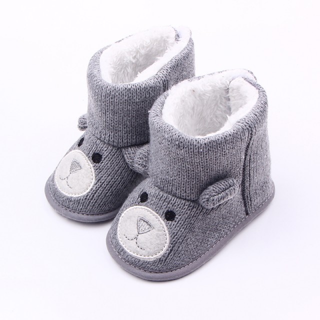 Reducere Superbebeshoes Cizmulite crosetate - Grey Teddy