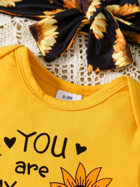 Costumas cu body galben pentru fetite - You are my sunshine - 2 | YEO