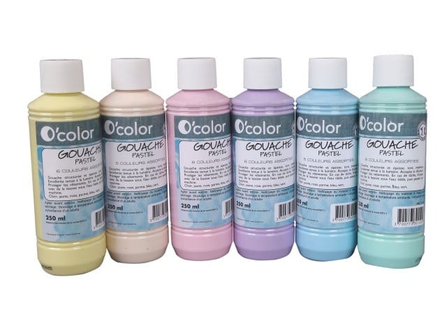 Guasa lavabila 6 x 250 ml, culori pastel