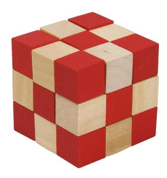 Joc logic IQ 3D Puzzle Cub natur-rosu, Fridolin