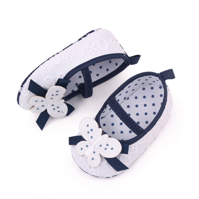 Pantofiori albi cu bleumarine - Butterfly - 3 | YEO