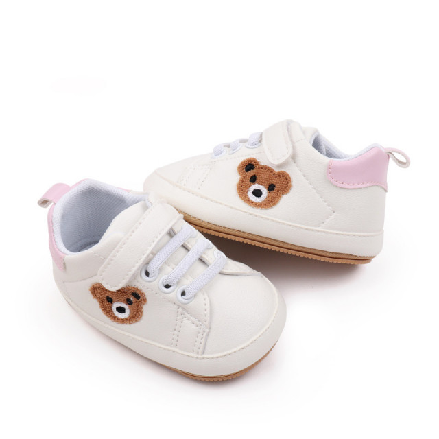 Pantofiori albi cu insertie roz - Teddy - 4 | YEO