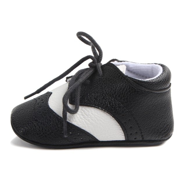 Pantofiori eleganti baieteti alb cu negru - 3 | YEO