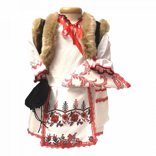 Set costumas rochita nationala, trusou botez, cutie trusou si lumanare, decor traditional, Denikos® C9107 - 3 | YEO