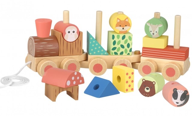 Trenulet din lemn cu forme si animale, Orange Tree Toys - 1 | YEO