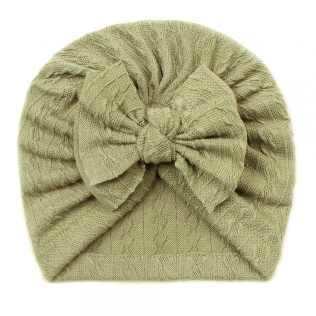 Caciulita tip turban cu model din tesatura si funda aplicata - 3 | YEO