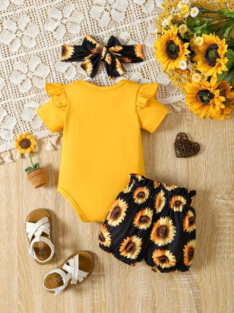 Costumas cu body galben pentru fetite - You are my sunshine - 3 | YEO