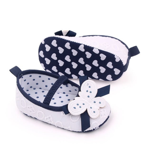 Pantofiori albi cu bleumarine - Butterfly - 4 | YEO