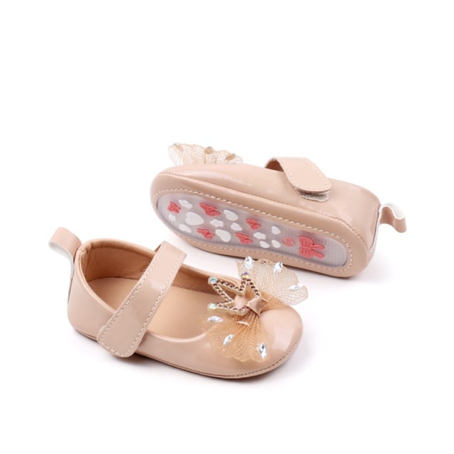 Pantofiori crem din piele ecologica lacuita - Princess - 1 | YEO