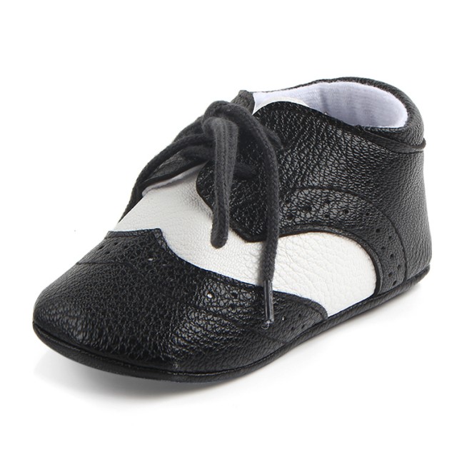 Pantofiori eleganti baieteti alb cu negru - 4 | YEO