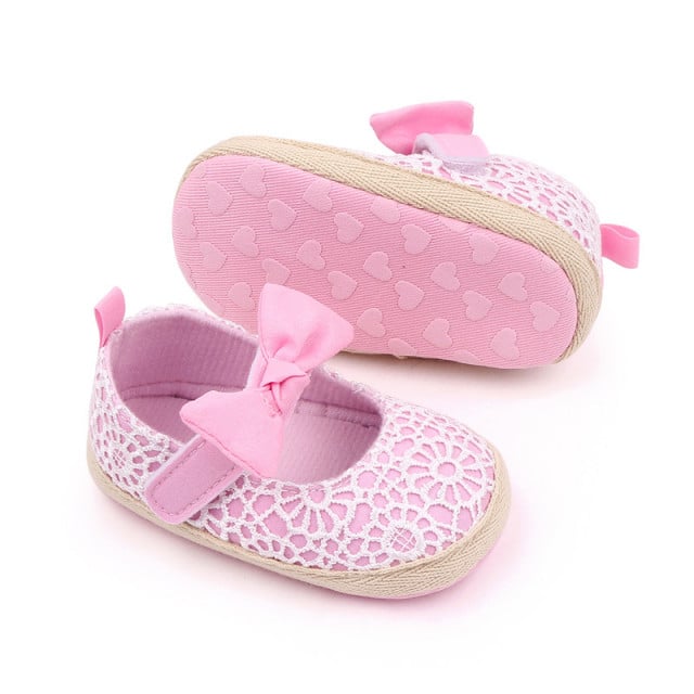 Pantofiori roz cu danteluta alba - 4 | YEO