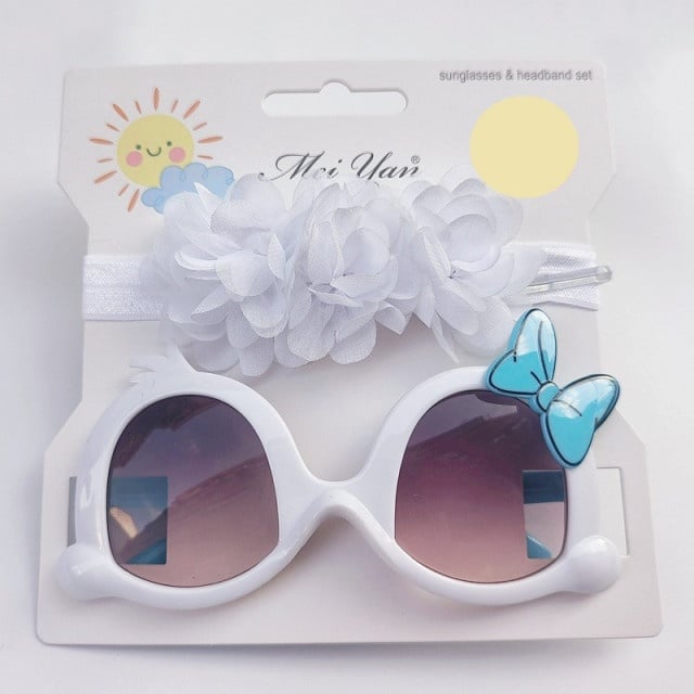 Set alb bentita si ochelari de soare - Little daisy