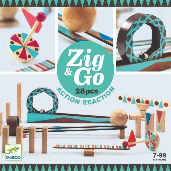 Set de constructie trasee Zig & Go Roll 28 piese, Djeco - 1 | YEO