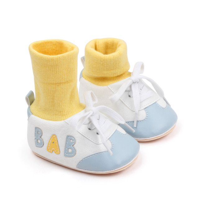 Tenisi cu ciorapel galben si insertii bleu - Baby - 2 | YEO