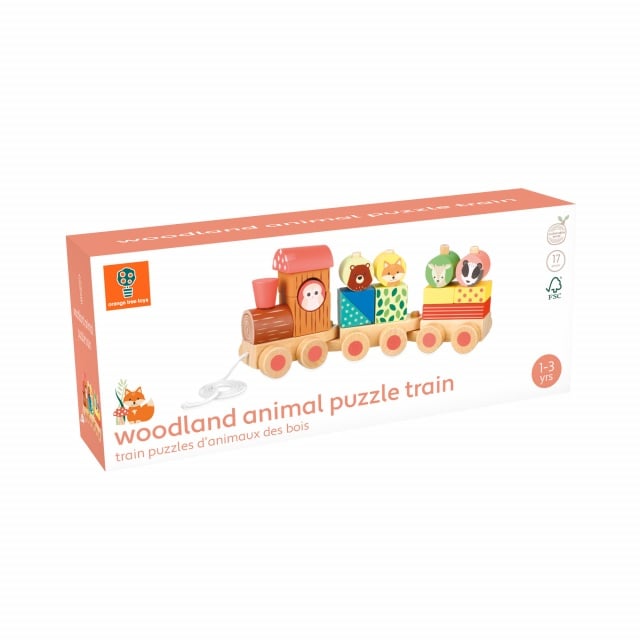 Trenulet din lemn cu forme si animale, Orange Tree Toys - 2 | YEO