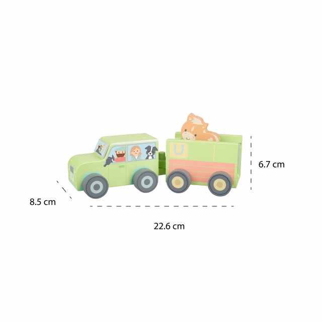 Camion din lemn pentru transport animale de ferma, Orange Tree Toys - 3 | YEO