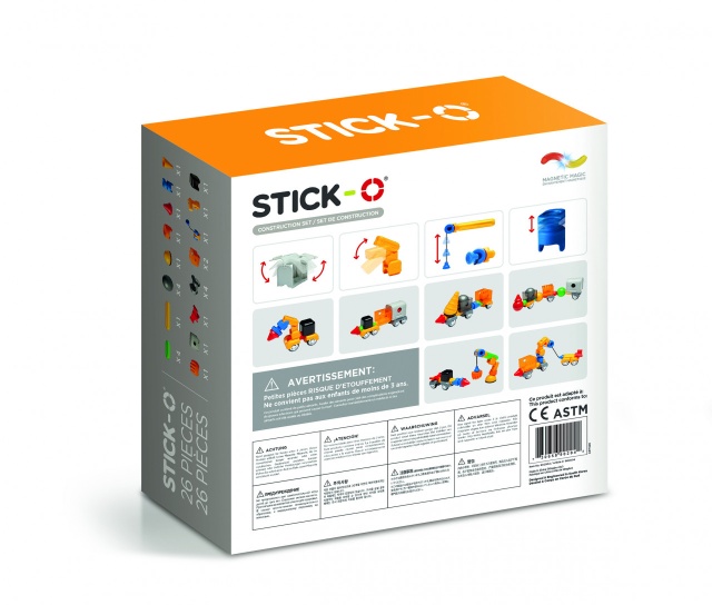 Joc cu magneti Stick-O, Set de construit vehicule, 26 piese - 1 | YEO