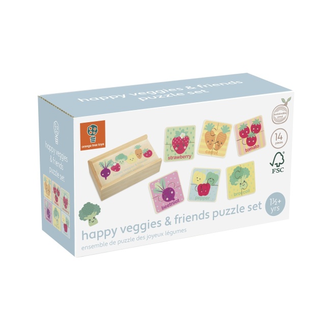 Puzzle din lemn in cutie Legume, Orange Tree Toys