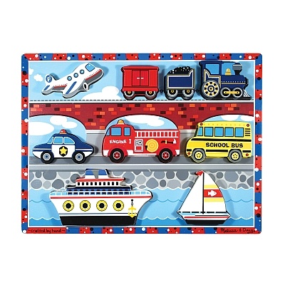 Puzzle lemn in relief Mijloace de transport Melissa and Doug - 1 | YEO