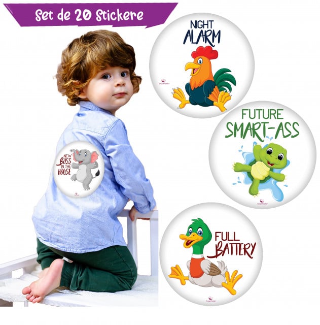 Set de 20 Stickere Baby Milestone - 15 cm, model Funny - 1 | YEO