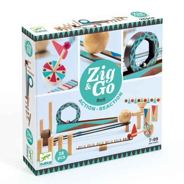 Set de constructie trasee Zig & Go Roll 28 piese, Djeco