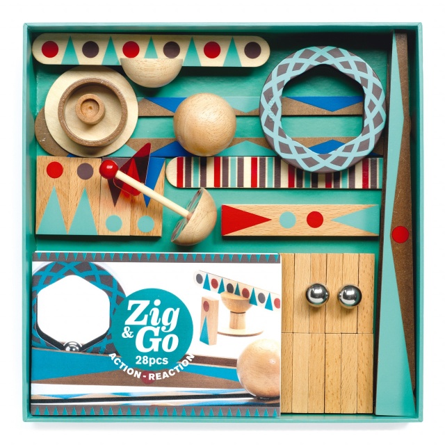 Set de constructie trasee Zig & Go Roll 28 piese, Djeco - 2 | YEO