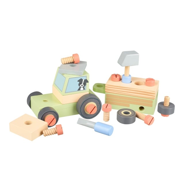 Tractor din lemn de asamblat, Orange Tree Toys - 1 | YEO